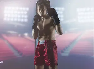 Male Athlete Drucke: Professional boxer stands in the ring