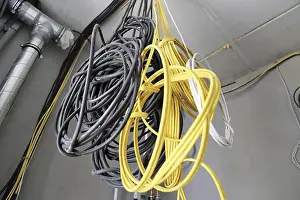 Power Distribution Box Installation Drucke: Professional electrical installation on a building shell