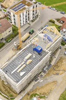 Construction Site Germany Drucke: Progressive construction site with visible construction and cranes