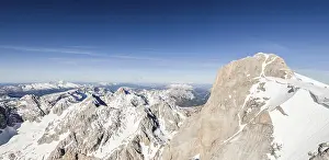Snowy Mountain Peak Drucke: On the Punta Rocca at the Marmolada