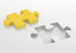 Missing Puzzle Piece Drucke: Puzzle piece as a missing element