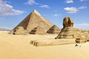 Sahara Desert Ruins Drucke: The Pyramids of Giza and the Sphinx, Egypt