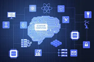 Quantum Computing Concept Drucke: Quantum computing as modern technology concept