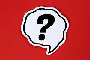 Speech Bubble Concept Drucke: Question Mark Question Questions Help Problem Information Support in Speech Bubble Communication Concept Talk