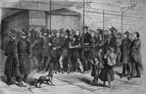 Europe Cultural Heritage Sites Drucke: Queue in front of the box office of the Berlin Opera House