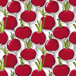 Editable Vector Template Drucke: Radishes repeating pattern, editable vector template