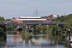 Ruhr District Germany Drucke: Former railway bridge, today cycle path