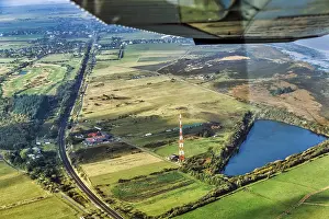 German Farmland Photography Drucke: Railway tracks lead through meadows and fields