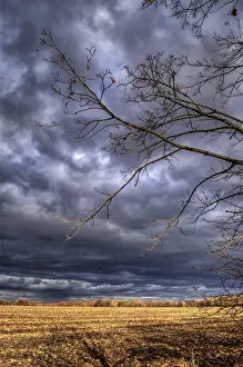 Stormy Sky Drucke: Rain clouds, sun rays, twilight