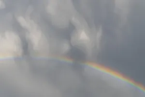 Prismatic Colors In The Sky Drucke: Rainbow appears in rain clouds in spring