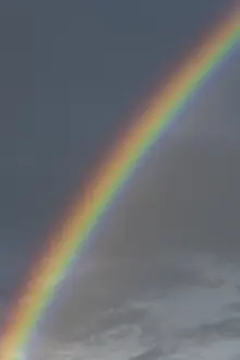 Dark Clouds Germany Drucke: Rainbow in front of dark rain cloud, Germany