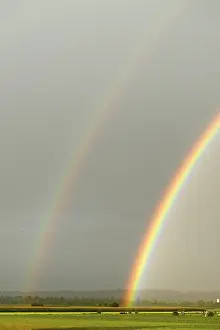 Upper Bavarian Landscape Drucke: Rainbow over fields, Geretsried