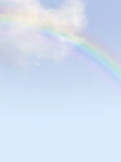Blue Sky Weather Drucke: Rainbow, partially covered by a cloud