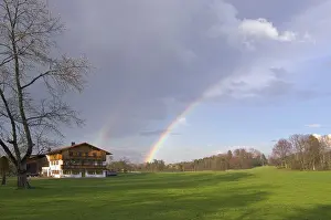 Alpine Foothills Scene Drucke: Rainbow in springtime in upper Bavaria