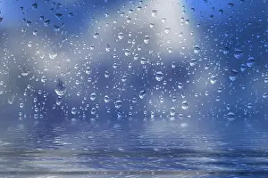Rainy Weather Forecast Drucke: Raindrops on glass as a background