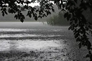 Thunderstorm Landscape Drucke: Raindrops, heavy rain, thunderstorm