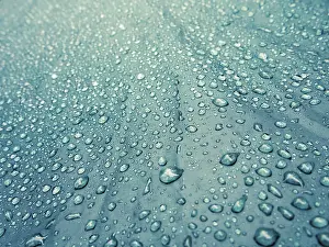 Precipitation Photography Drucke: Many raindrops on the waterproof tent material