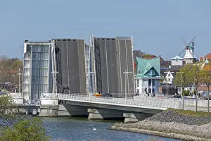 German Federal Republic Drucke: Raised bascule bridge and windmill