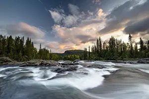 Norrbotten County Tourist Attraction Drucke: Rapids of the river Gamajahka