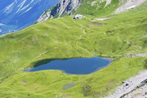 Allgau Alps Landscape Drucke: Rappensee, behind it Rappenseehutte