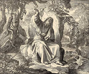 Deserted Landscape Painting Drucke: Ravens Feed Elijah, Old Testament