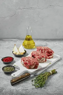Biological Cultivation Of Lambs Drucke: Raw fresh lamb saddle cut on sections