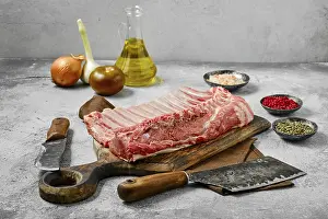 Raw Lamb Drucke: Raw uncut rack of lamb