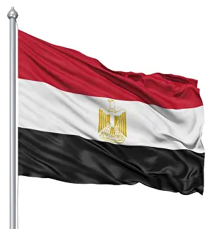 North African Country Flags Drucke: Realistic 3d flag of Egypt fluttering in the wind