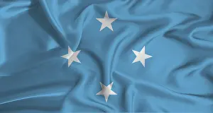 Verwandte Bilder Drucke: Realistische Flagge von Mikronesien weht.
