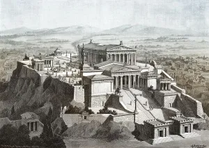 Sacred Building Greece Drucke: Reconstruction of the Acropolis in Athens