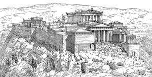 Greek Archeological Sites Drucke: Reconstruction of the Acropolis of Athens
