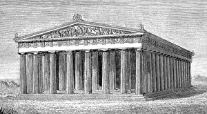 Greek Antiquity Ruins Drucke: Reconstruction of the Parthenon-Temple