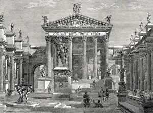 Ancient Rome Cityscape Drucke: Reconstruction of the Temple of Minerva