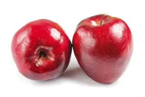 Fresh Fruit Drucke: Two red apples isolated on white background