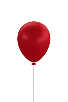 Blurry Studio Shot Drucke: Red balloon on a string, 3D Illustration