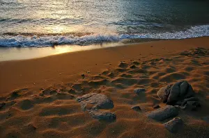 Red Beach Crete Drucke: 'Red Beach', red sand and waves