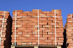 Urban Architecture Details Drucke: Red bricks stacked into cubes. Warehouse bricks