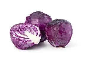 Bright And Appetizing Food Drucke: red cabbage isolated on white background