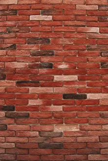 Red Brick Wall Background Image Drucke: Red decorative bricks wall vertical as background