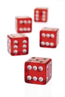 Studio Shot Of Dice Drucke: Red dice