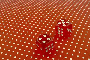 Quadrilateral Shape Drucke: Red dice on a red background