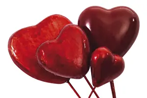 Red Coloured Hearts Image Drucke: Four red hearts