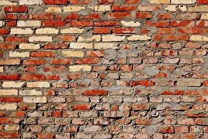 Abandoned Brick Walls Drucke: Red obsolete brick wall background