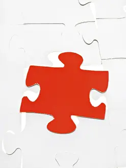 Jigsaw Puzzle Toy Drucke: Red puzzle piece on multiple levels of puzzle