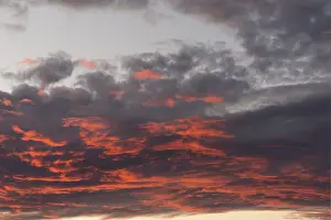 Bavaria Evening Sky Drucke: Red shining clouds in the evening sky
