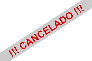 Epidemic Plague Drucke: Red sign with the note (event) cancelled