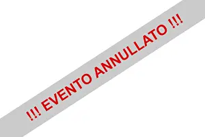 Deserted Europe Streets Drucke: Red sign with the note (event) cancelled