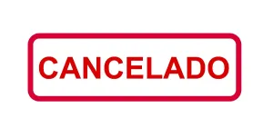 Epidemic Plague Symbol Drucke: Red sign with the note (event) cancelled