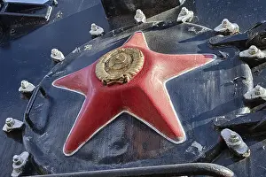 Red Star Symbol Drucke: Red star on the old steam train