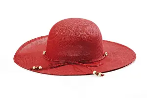Empty Studio Background Photo Drucke: Red sun hat